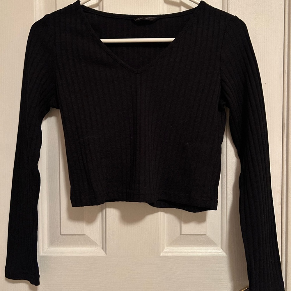 SheIn Black Ribbed Crop Top